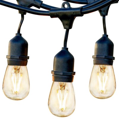 Hanging Dimmable S14 Vintage Edison Bulbs 48ft Commercial garden Party Patio Light Waterproof IP65 LED Outdoor String Lights